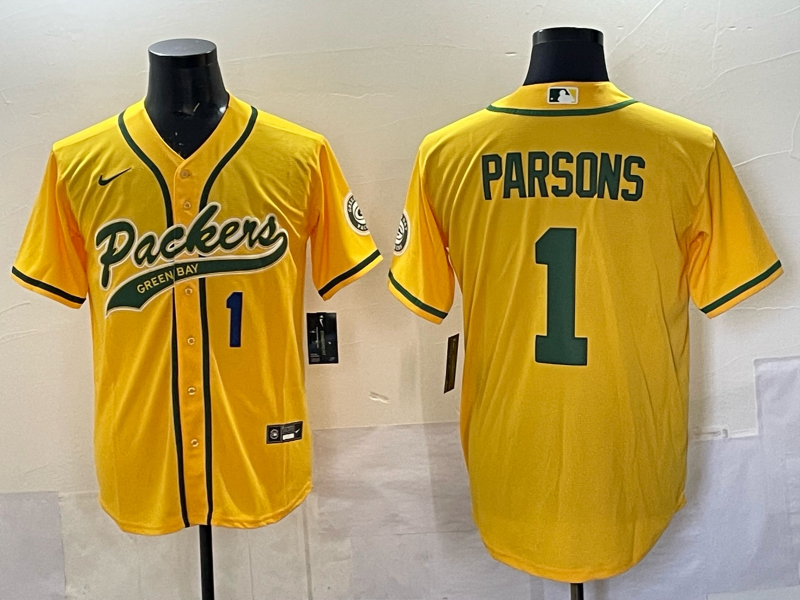 Men Green Bay Packers #1 Parsons yellow Nike NFL 2025 jersey 05->green bay packers->NFL Jersey